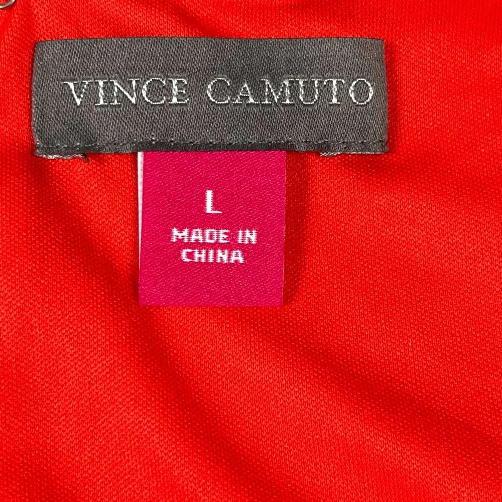 Vince Camuto Sheath Dress Womens Large Red Bow Tie Sleeve Boat Neck Back Zip‎